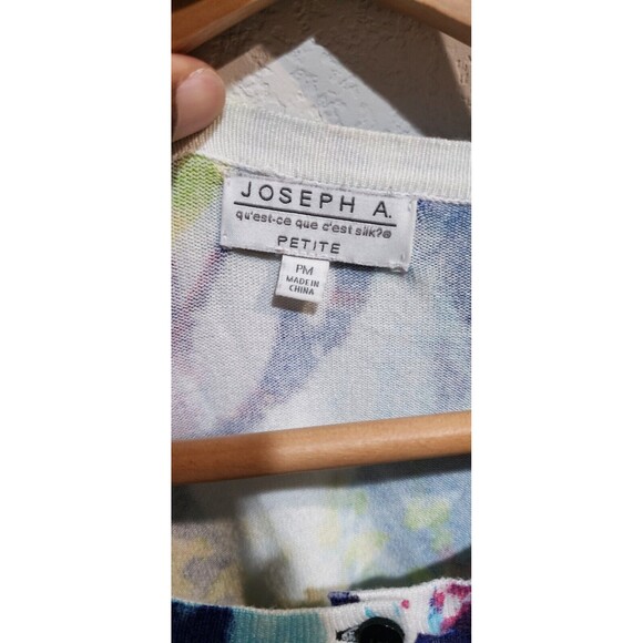 Joseph A. Quest-ce Que C'est Silk? Womens Cardigan PM Multicolor Floral Design - Picture 4 of 5